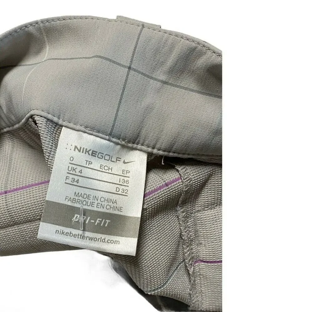 Nike Women Golf Dri-Fit under knee Pants Sz 4 Gray Plaid flat front